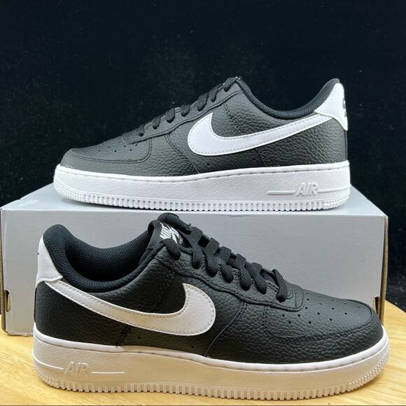 Men New Men\'s Nike Air Force 1 \'07 Black White Sneakers CT2302 002 Size 12